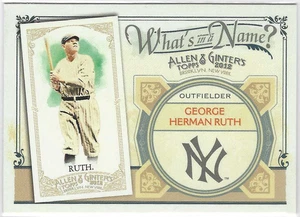 2012 Topps Allen & Ginter Babe Ruth #WIN99 WHAT'S IN A NAME Baseballkarte Sehr guter Zustand/Ex - Bild 1 von 2