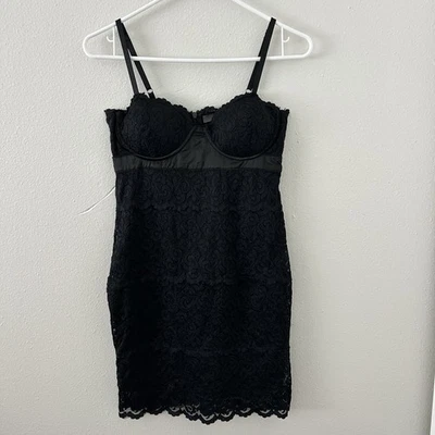 Mini vestido vintage Forever 21 preto espartilho de renda tamanho M sexy Y2K clubwear festa - Imagem 1 de 4