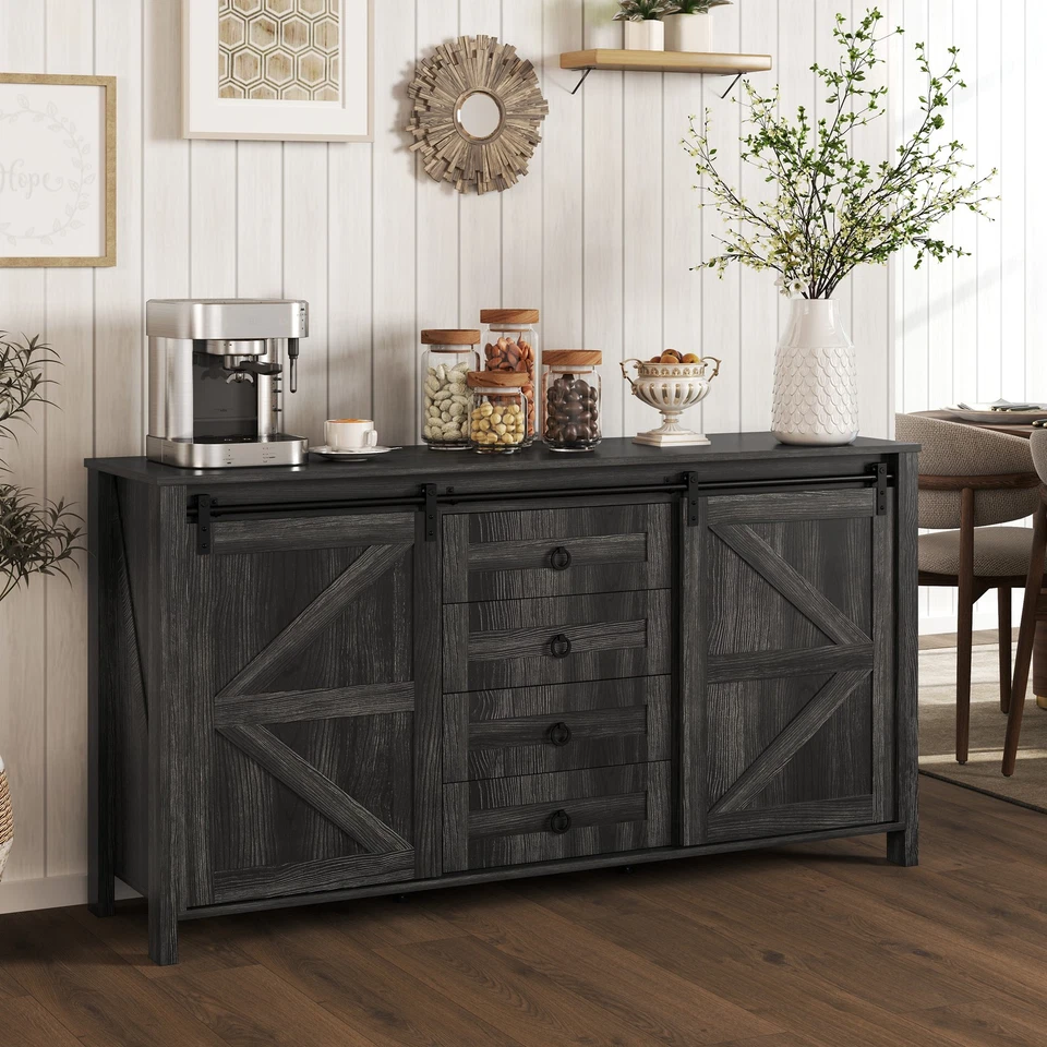 HOMCOM Farmhouse Sideboard Buffet Cabinet with Doors - Image 1 of 1
