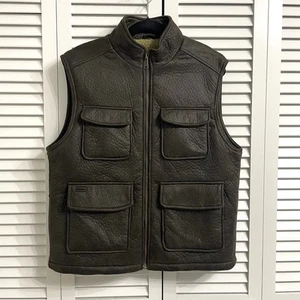 Ruff Hewn Vest Mens M Brown Faux Suede Sherpa Lined Full Zip Utility Outdoor - Picture 1 of 10