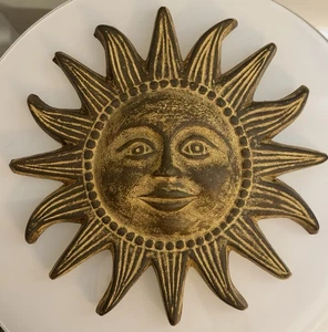 Vintage Plaster Cast Sun Face Tuscany Mexican Folk Art Style (14 In. Diameter) - Picture 1 of 13