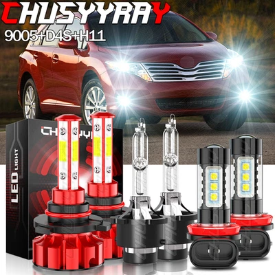 For Toyota Venza 2009-2012 LED HID Headlight High&Low Beam + Fog Light Bulbs - Image 1 of 4