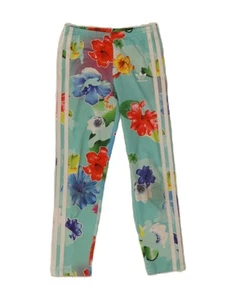 ADIDAS Girls Leggings 7-8 Years Turquoise Floral Polyester AO11 - Picture 1 of 3