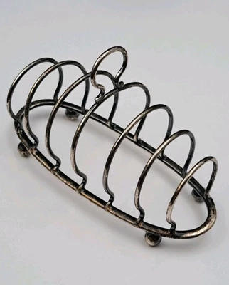 Antiguo estante para tostadas inglés de plata de ley J.E. Bushell Birmingham 1926 Foto 1 de 4