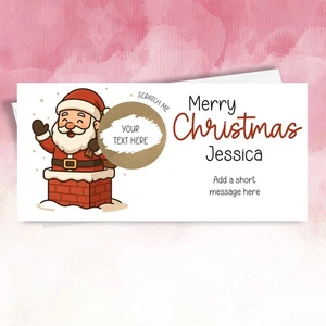 Tarjeta de regalo personalizada de Santa Navidad rasca y gana amigos familia niño revelar - Imagen 1 de 7