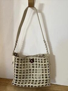 The Sak Leather Basket Weave Off White Purse Shoulder Bag - Picture 1 of 13