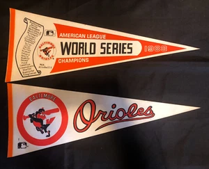 (2)x Baltimore Orioles World Series Champions VINTAGE Full Size Pennant Lot - Picture 1 of 7