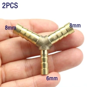 2 pcs Y 3-Way Brass Fitting Hose Barb Reducer 5/16 X 1/4 X 5/16 ( 8mm 6mm 8mm ) - Picture 1 of 4