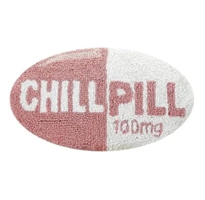 Peking Handicraft Chill Pill Hook Pillow Pink Plush Oval Throw Pillow 16” x 9” - Picture 1 of 5