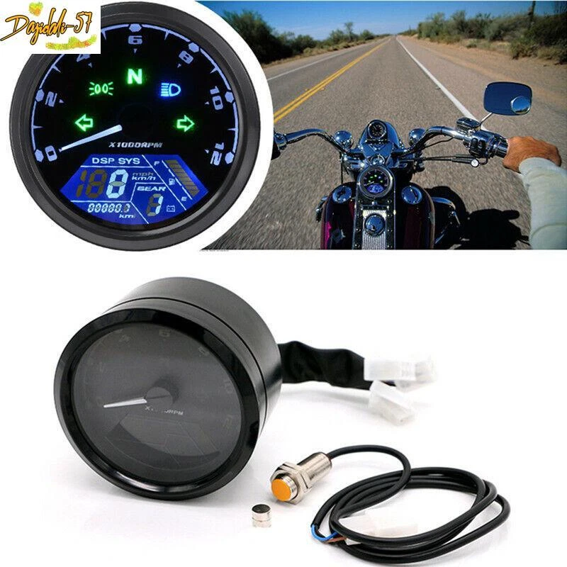LCD Digital Moto Odómetro Velocímetro Tacómetro Calibre 12000RPM Universal Foto 1 de 4