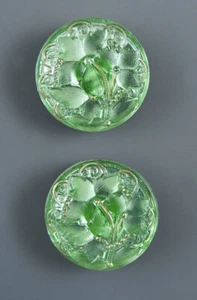 HAND PAINTED CZECH GLASS BUTTONS- SET OF 2 - Picture 1 of 3
