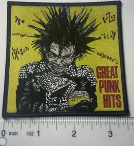 Great Punk Hits Black Border Woven Patch Metallic Threading - Picture 1 of 1