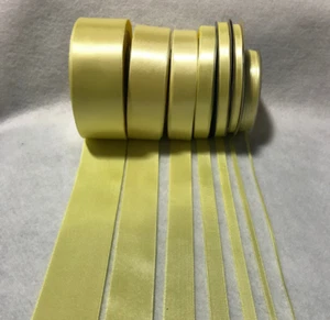 Light Yellow Double Sided Satin French Ribbon (7 Widths to choose from) - Picture 1 of 3