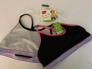 Hanes Girls Sports Bras Thin Razorback Straps Size M Set 2 NWT Pink & White - Picture 1 of 2
