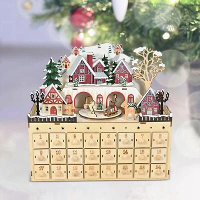 Christmas Advent Calendar with 24 Drawers 2024 Village Scene Vintage Style - Image 1 of 4
