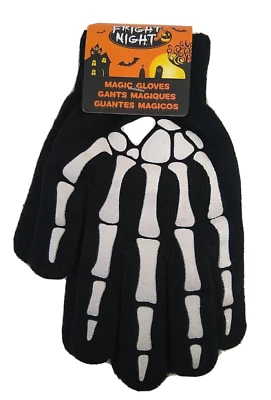 Guantes mágicos negros esqueleto blanco adulto nuevos talla 1 se adapta a la mayoría Foto 1 de 4