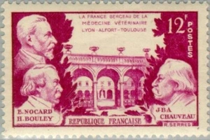 FRANCIA 1951 - Veterinari: Dott. Nocard, Bouley e Chauveau (MNH**) - Picture 1 of 1