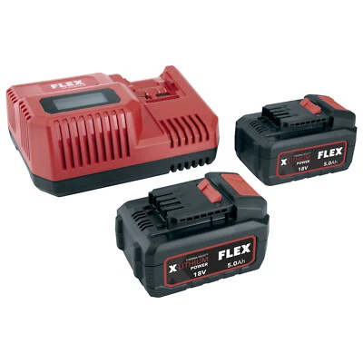 Flex 55 R P-Set Schnelladegerät 12/18 Volt und zwei Akku-Packs 5,0 Ah 18 V