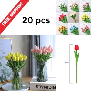 20 PACK Artificial Tulips Real Touch Bridal Home Wedding Party Festival Decor US - Picture 1 of 27