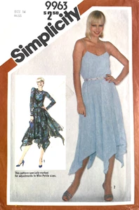 Vestido Simplicity Misses de 1980 patrón 9963 talla 14 sin cortar - Imagen 1 de 2