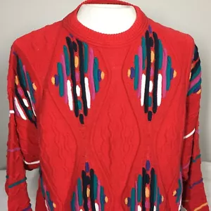 Vintage 90s Mens Medium 3D Raised Knit Sweater St Croix Cotton Biggie USA - Picture 1 of 10