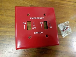 1 Stück Rot Metall NOTFALL Ofen Ein Aus Wandplatte Abdeckung 2-Gang Kippschalter - Bild 1 von 1