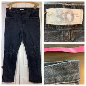 Pantalones de mezclilla We The Free People negros desgastados 30 botones mosca real 34x29,5 - Imagen 1 de 21