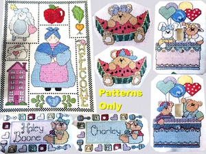 Willkommen für Baby Bären Hasen Ballonfahrt Junge Mädchen KREUZSTICHMUSTER - Bild 1 von 10