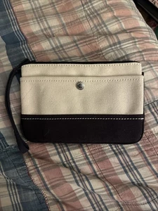 Bolsa de muñeca de lona Lands' End para mujer talla única natural negro/marfil con correa - Imagen 1 de 8