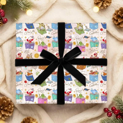 水彩 Coquette 公主包装纸,迪士尼乐园圣诞人物 2025 — 第 1/4 张图片