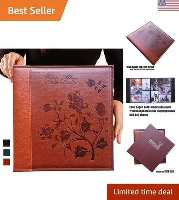 Elegante álbum de fotos resistente al polvo en cuero vintage - Capacidad para 600 fotos Foto 1 de 4