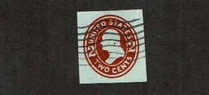 1907-16 U.S. STAMPED ENVELOPE 2c BrnRed on Blue Washington Sc#U409 Cut Square - Picture 1 of 1