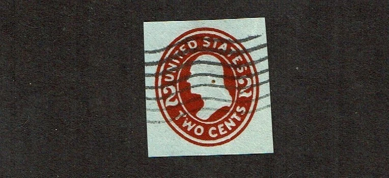 1907-16 U.S. STAMPED ENVELOPE 2c BrnRed on Blue Washington Sc#U409 Cut Square - Image 1 of 1