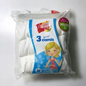 Hanes Girls White Tagless 100% Cotton 3 Camis Pack XL 14 - 16 - Picture 1 of 4