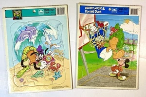Disney Golden Frame Tray Puzzles Lot Of 2 Donald Duck Mickey Goofy Ages 3-7 Yrs - Picture 1 of 5
