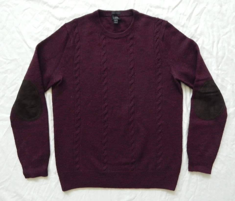 Suéter Pullover Lana Merino Púrpura Sólido Cuello Redondo - Mediano Delgado Para Hombres J. Tripulación Foto 1 de 4