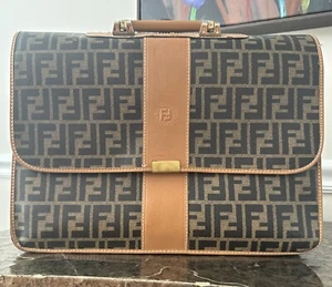 Beautiful Authentic Fendi Leather Briefcase 16” X 12.5” - Picture 1 of 17