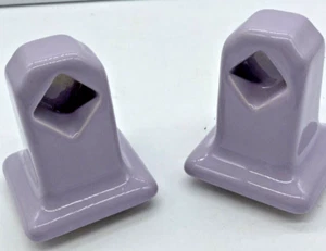 Vintage Towel Holder Posts Brackets Ceramic Bathroom Lilac Purple Lavender - Picture 1 of 11