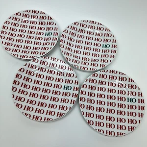 Crate & Barrel Snack Plates 7 5/8" Christmas White Red Green HO HO HO Lot of 8 - Picture 1 of 19