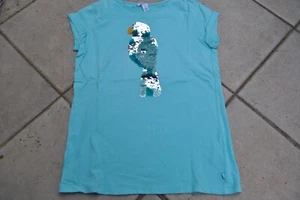 Okaidi Mädchen T-Shirt türkis mit Papagei Wendepailletten Größe 158 - Bild 1 von 5
