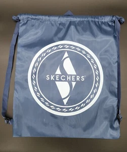 Skechers Navy Blue and White Backpack Drawstring Cinch Bag Nylon 16x20  NEW - Picture 1 of 7
