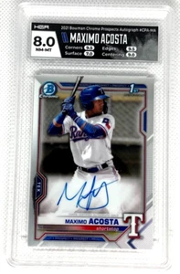 2021 Bowman Chrome Maximo Acosta Texas Rangers Prospect 1st Auto Mint HGA 8 - Bild 1 von 2