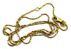 14K Solid Yellow Gold Dainty Bead Chain 1mm Thin Necklace 16 -18"in - Picture 1 of 7