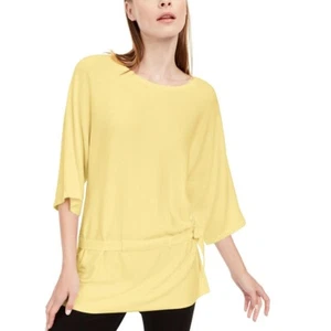 Alfani Women Sz Petite Lrg Pullover Sweater Sundance Yellow Round Neck Tie Waist - Picture 1 of 4