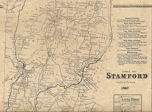 Stamford Long Ridge Shippan Belltown CT 1867 Map with Homeowners Names Shown - Picture 1 of 2
