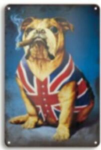 Retro Vintage signo de Aluminio de Metal/cueva de hombre Bulldog Británico 