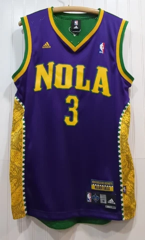 Chris Paul #3 NBA Adidas New Orleans Hornets Jersey NOLA Mardi Gras Cover