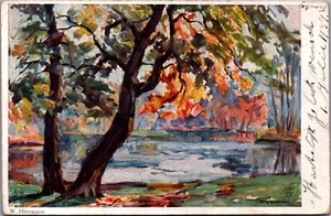 Pintura de arte de paisaje W. Herrmann postal B233 - Imagen 1 de 2