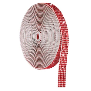 4 Yard 5 Rows Self Adhesive Crystal Rhinestone Ribbon Roll Red - Picture 1 of 6