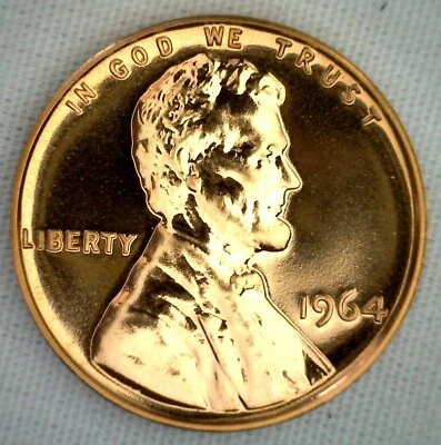 1964 Lincoln Memorial One-Cent Proof Copper Coin from US Mint Proof Set 1c Penny - Image 1 of 2